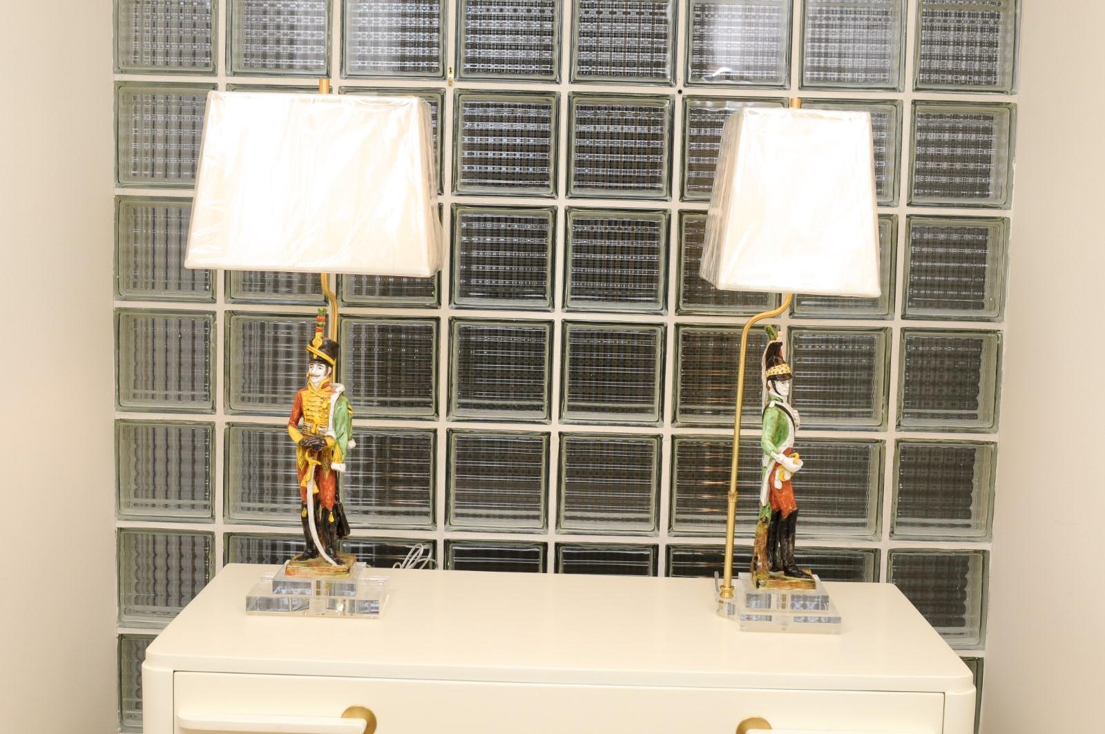 Extraordinary Pair of Italian Soldier Sculptures, circa 1970, as Custom Lamps For Sale 11