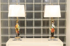 Extraordinary Pair of Italian Soldier Sculptures, circa 1970, as Custom Lamps