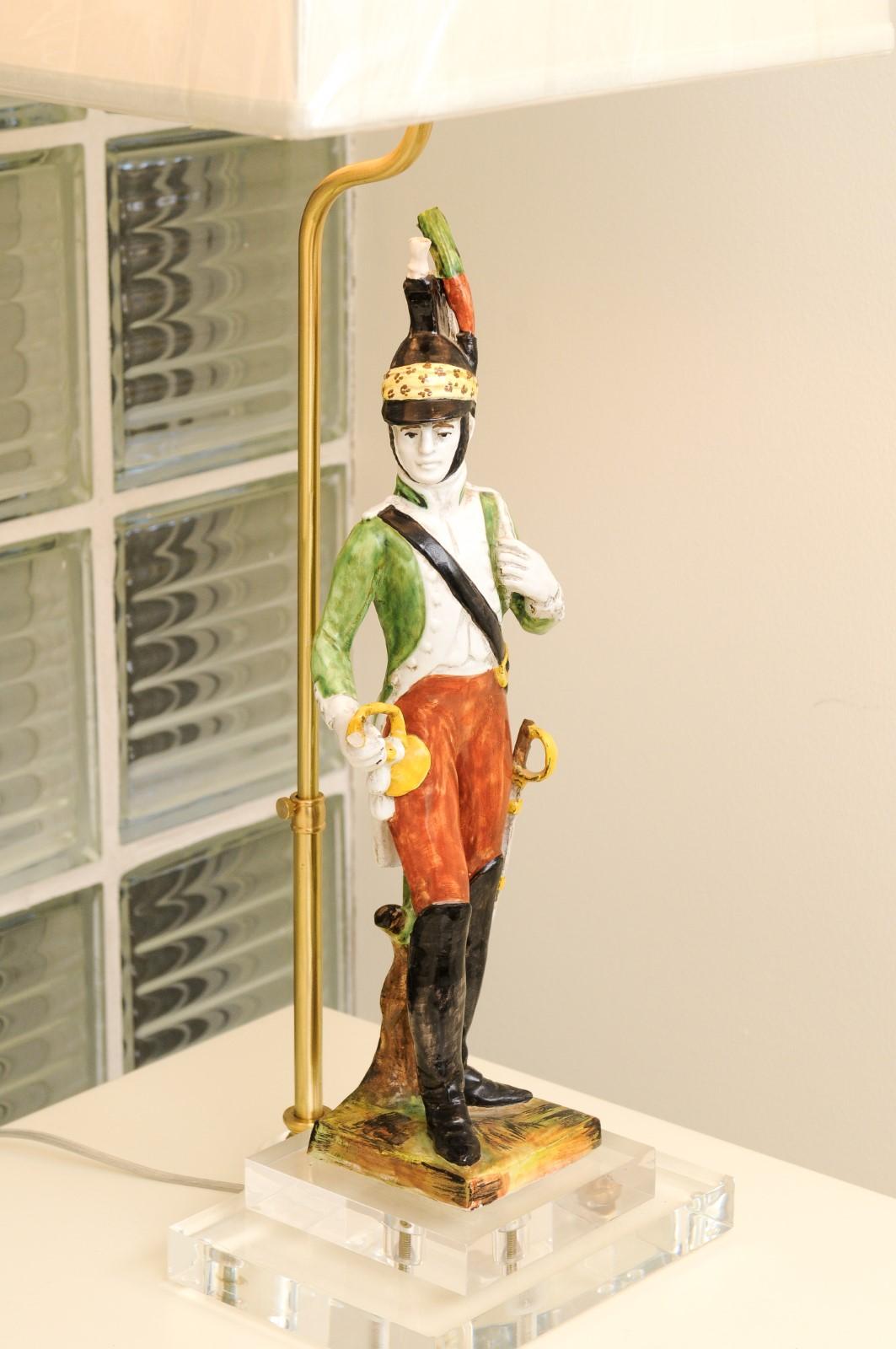 Extraordinary Pair of Italian Soldier Sculptures, circa 1970, as Custom Lamps For Sale 2