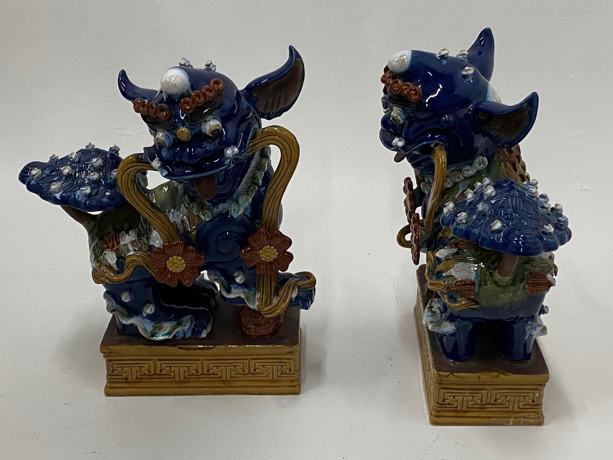 Extraordinary Pair of Large Ceramic Foo Dogs 4