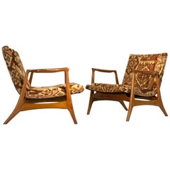 Extraordinary Pair of Lounge Chairs in Teak after Vladimir Kagan