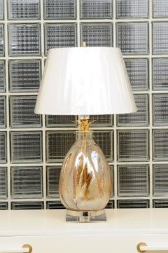 Extraordinary Pair of Oversize Iridescent Pearl Murano Vessels as Custom Lamps