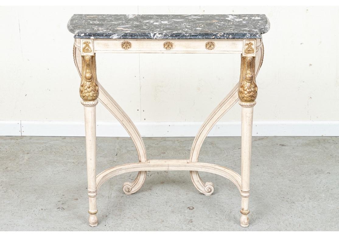 Extraordinary Pair Of Painted And Gilt Neoclassical Style  Console Tables 13