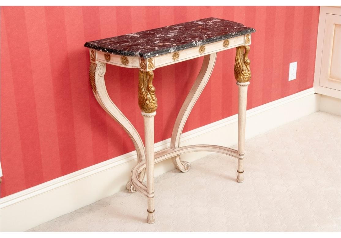 Stone Extraordinary Pair Of Painted And Gilt Neoclassical Style  Console Tables