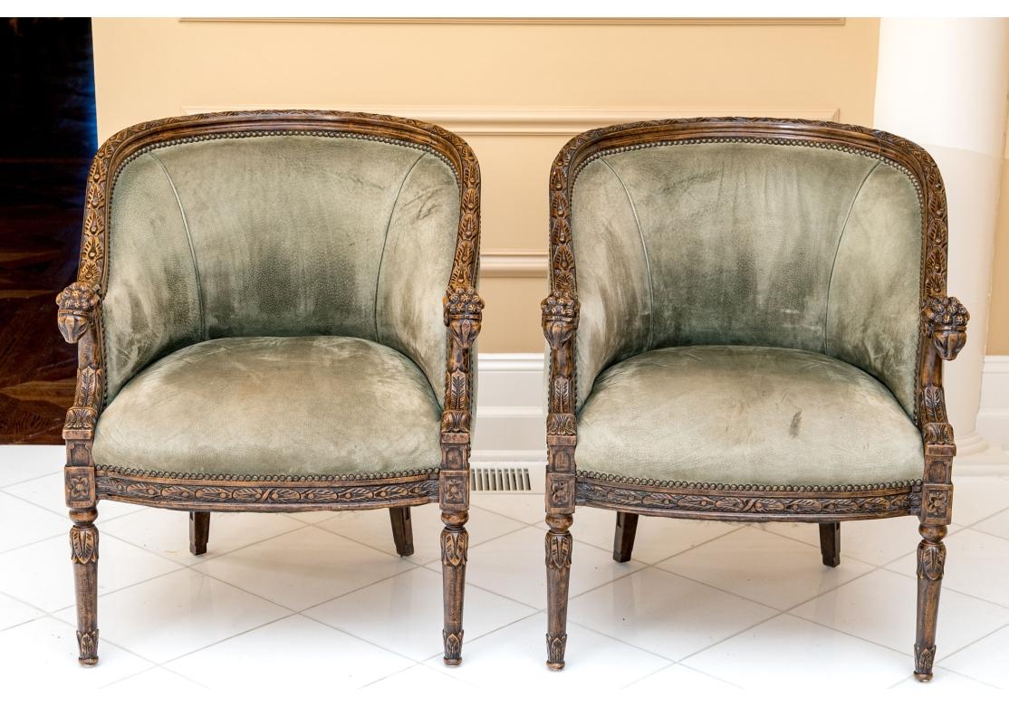 Extraordinary Pair Of Ram’s Head Club Chairs For Sale 5
