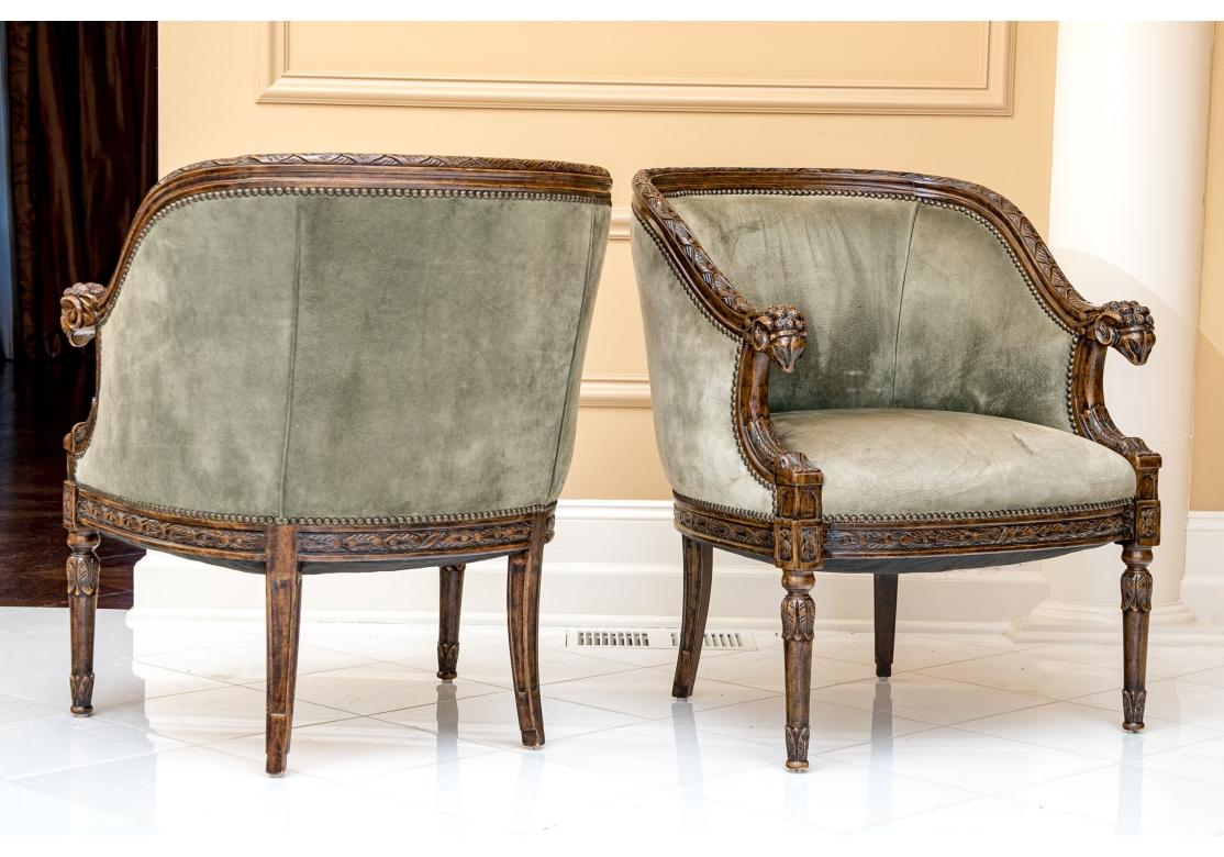 Extraordinary Pair Of Ram’s Head Club Chairs For Sale 7