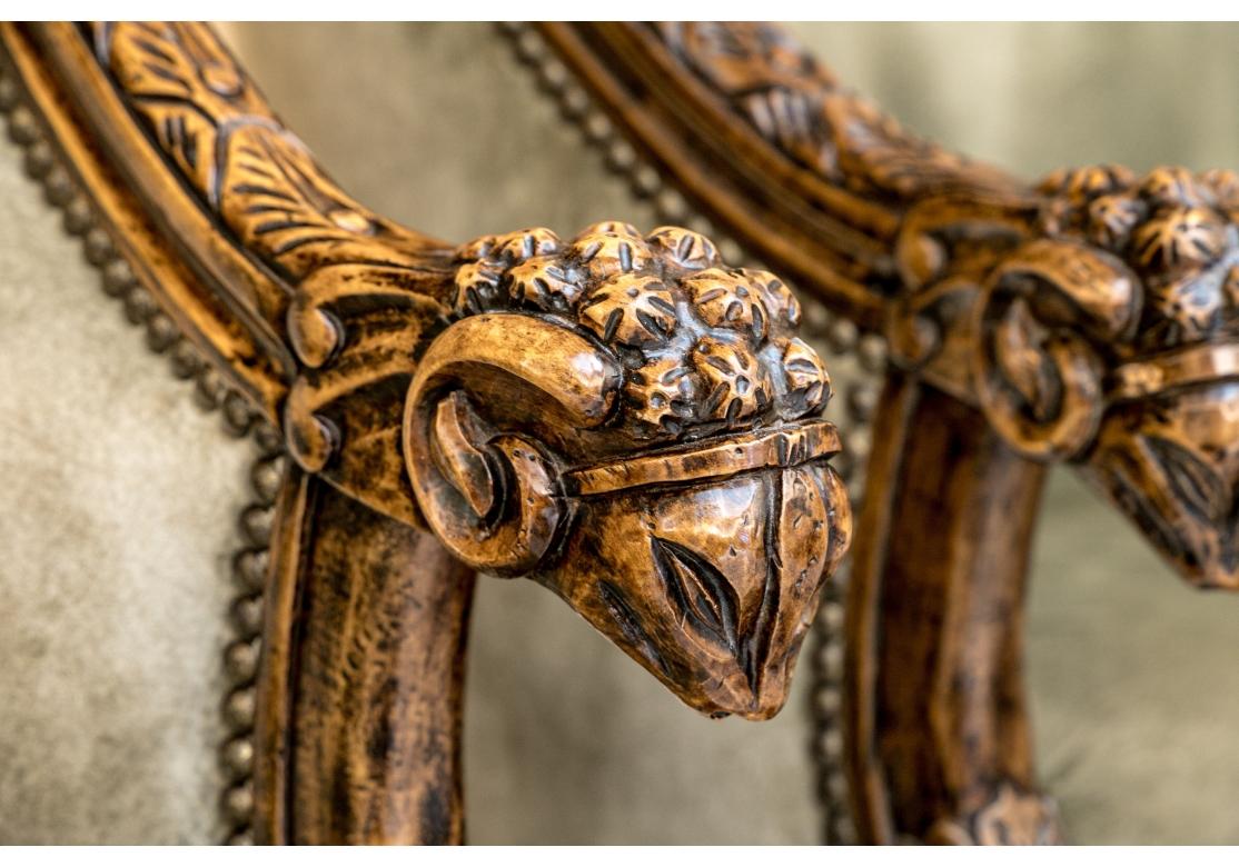 Extraordinary Pair Of Ram’s Head Club Chairs For Sale 9