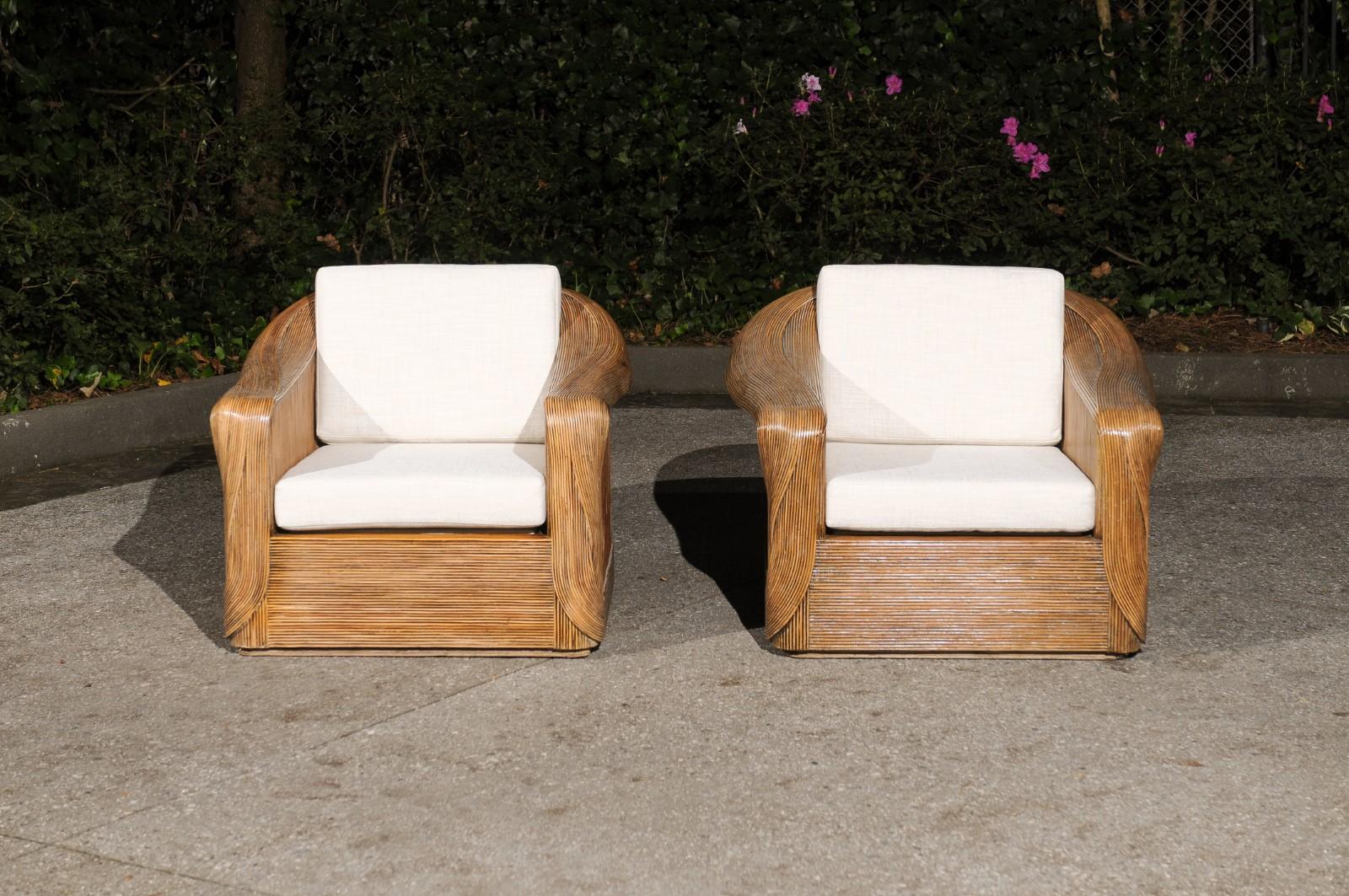 Philippine Extraordinary Pair Trompe L'oiel Club Chairs by Betty Cobonpue, circa 1980 For Sale