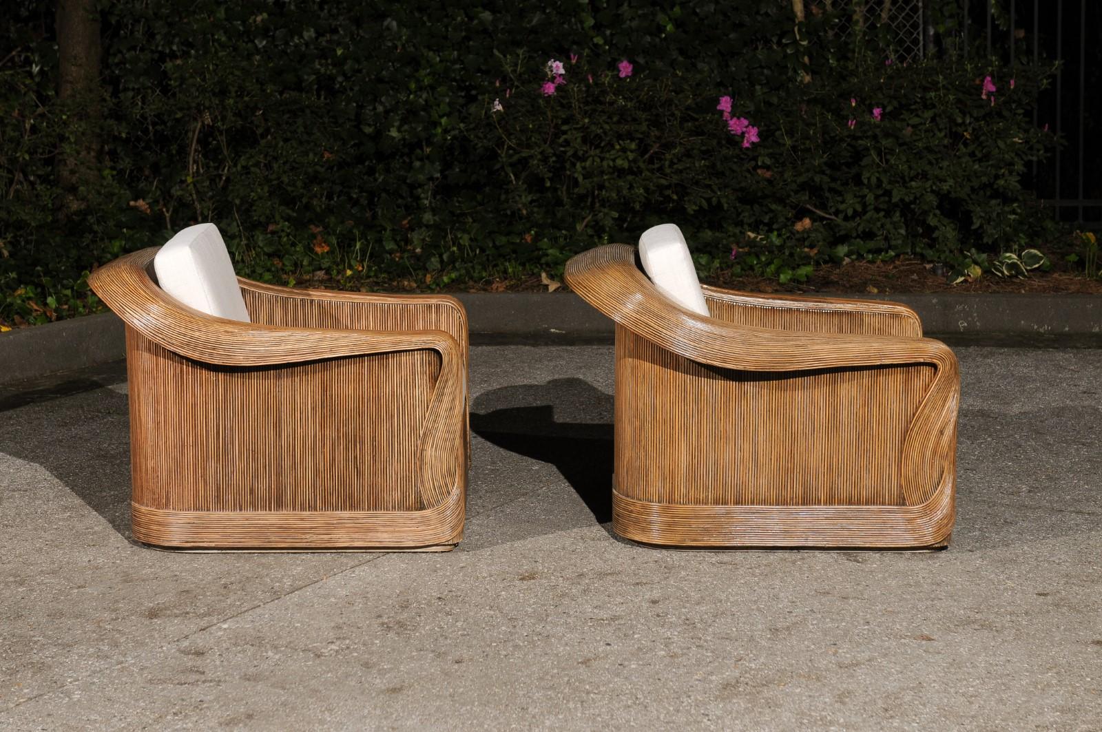 Late 20th Century Extraordinary Pair Trompe L'oiel Club Chairs by Betty Cobonpue, circa 1980 For Sale