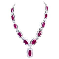 Extraordinary Piece with Ct 63, 32 of Burma Rubies and Diamonds on Necklace