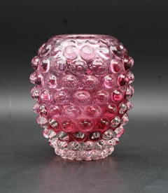 Straordinario vaso rosa Bugnato di Barovier e Toso