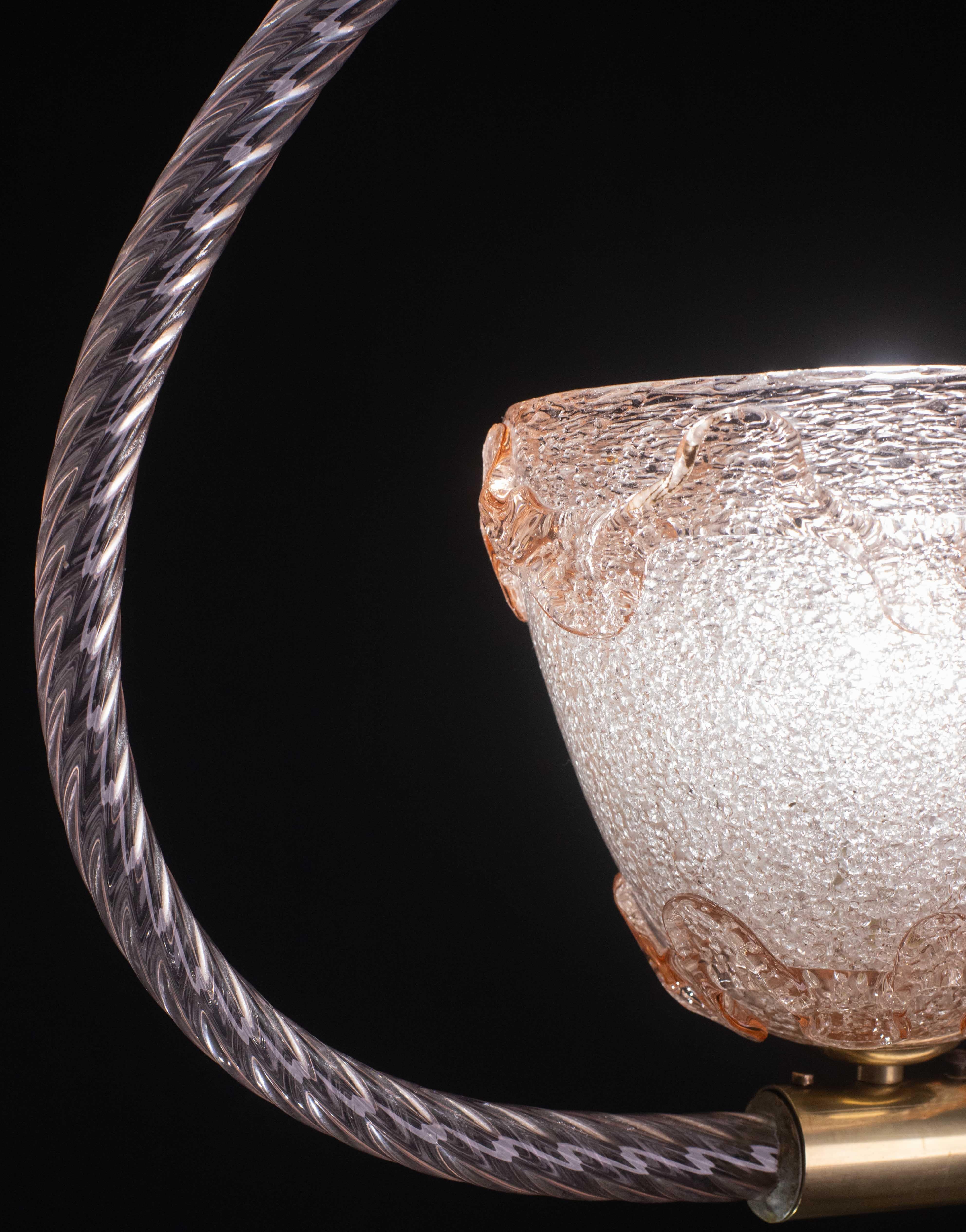 Extraordinary Pink Murano Glass Chandelier by Barovier & Toso, 1940s For Sale 8