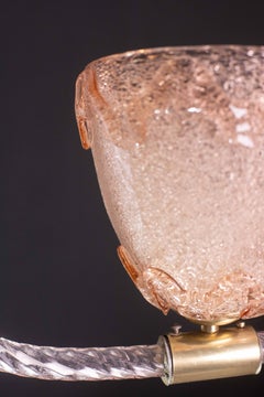 Extraordinaire lustre en verre de Murano rose de Barovier & Toso, années 1940