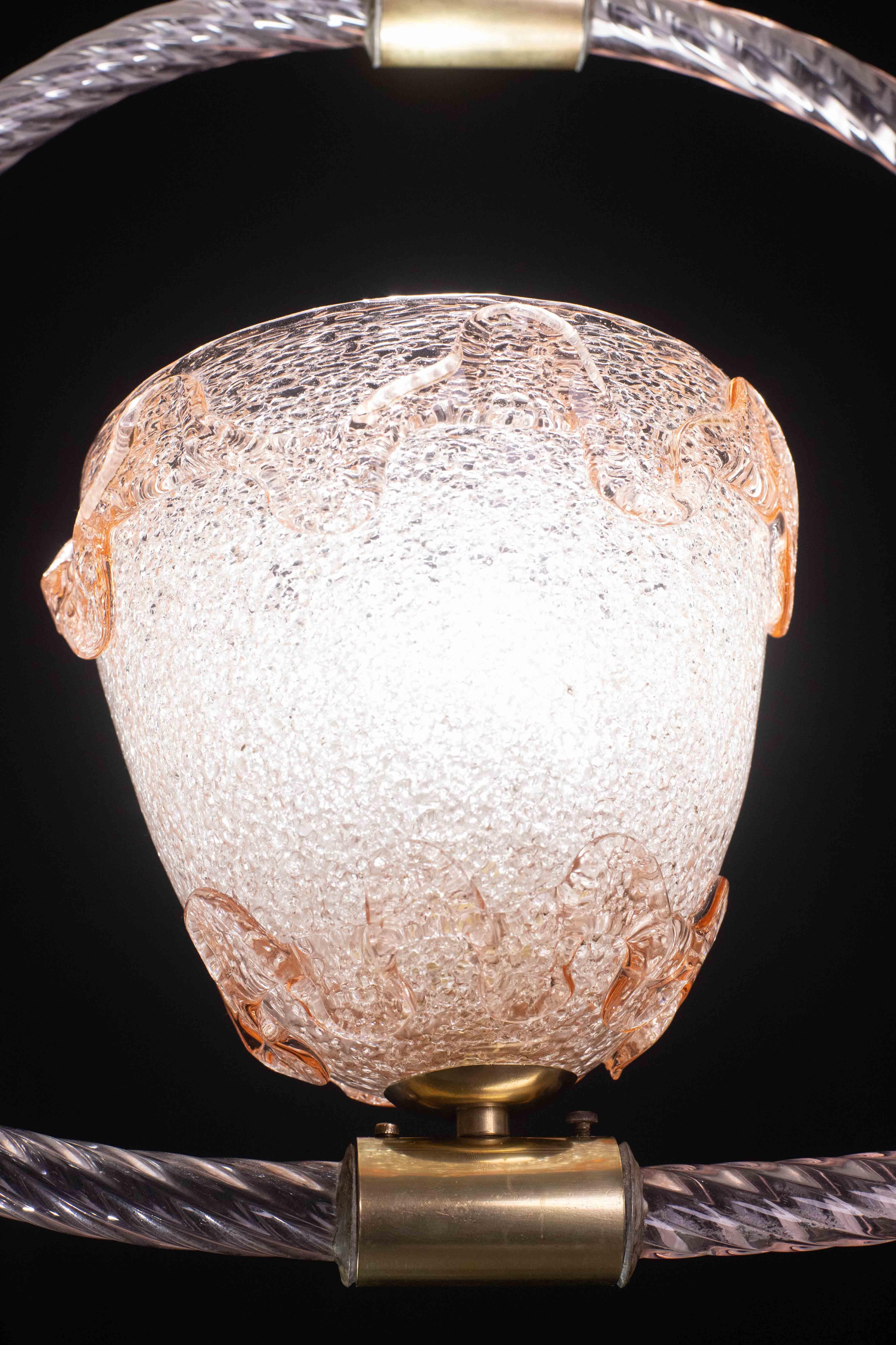 Extraordinary Pink Murano Glass Chandelier by Barovier & Toso, 1940s In Good Condition For Sale In Roma, IT