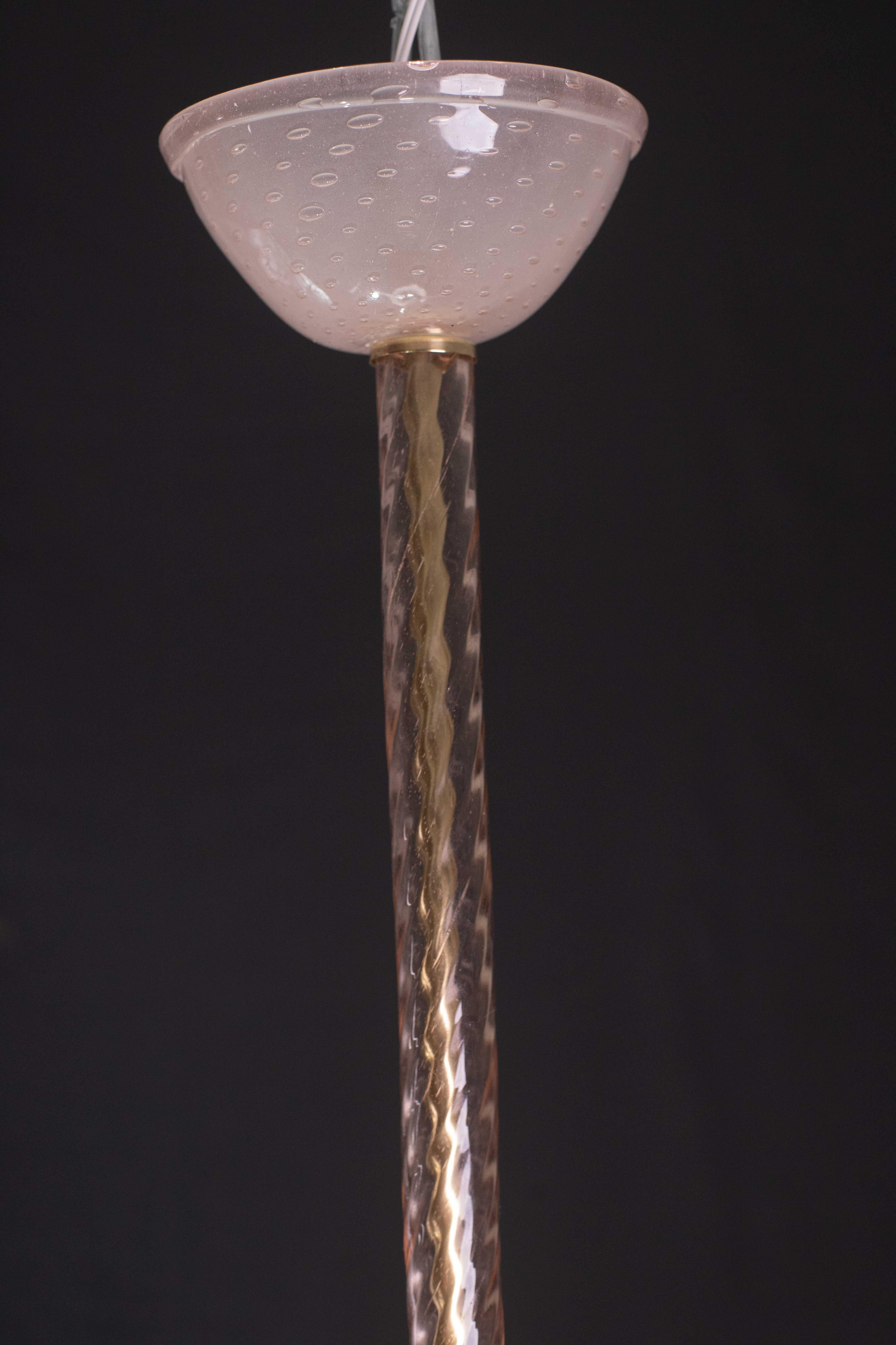 Extraordinary Pink Murano Glass Chandelier by Barovier & Toso, 1940s For Sale 5