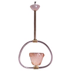 Extraordinary Pink Murano Glass Chandelier by Barovier & Toso, 1940s