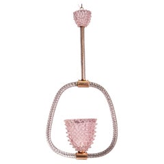 Extraordinary Pink Rostrato Murano Glass Chandelier  by Barovier & Toso, 1940s