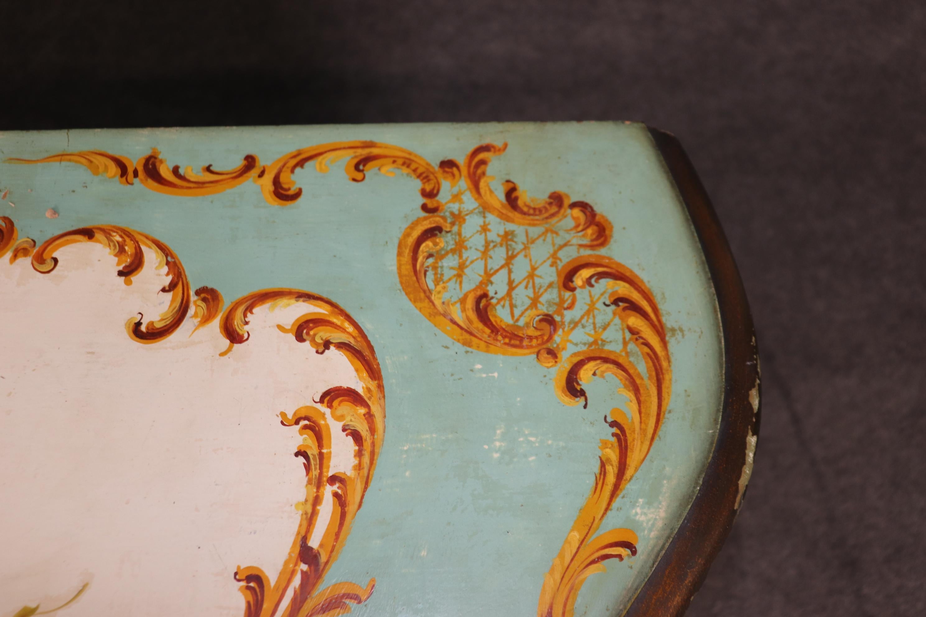 Extraordinaire commode bombée rococo vénitienne décorée de peinture polychrome C1870 en vente 8