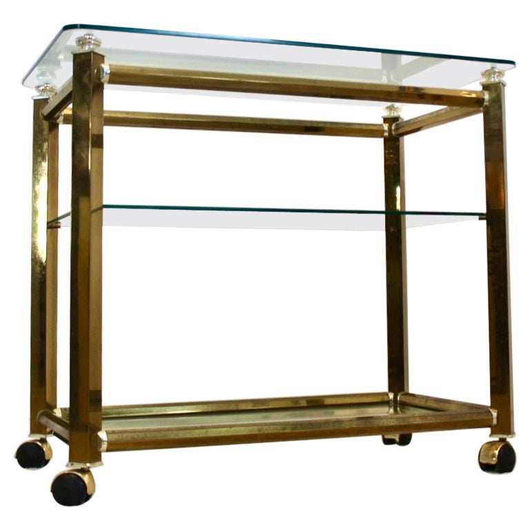 Straordinario carrello da bar in ottone e nichel di Ponti & Terenghi, Italia