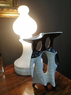 Extraordinary Porcelain Women Figure in Black and White, 1960s Op-Art Style