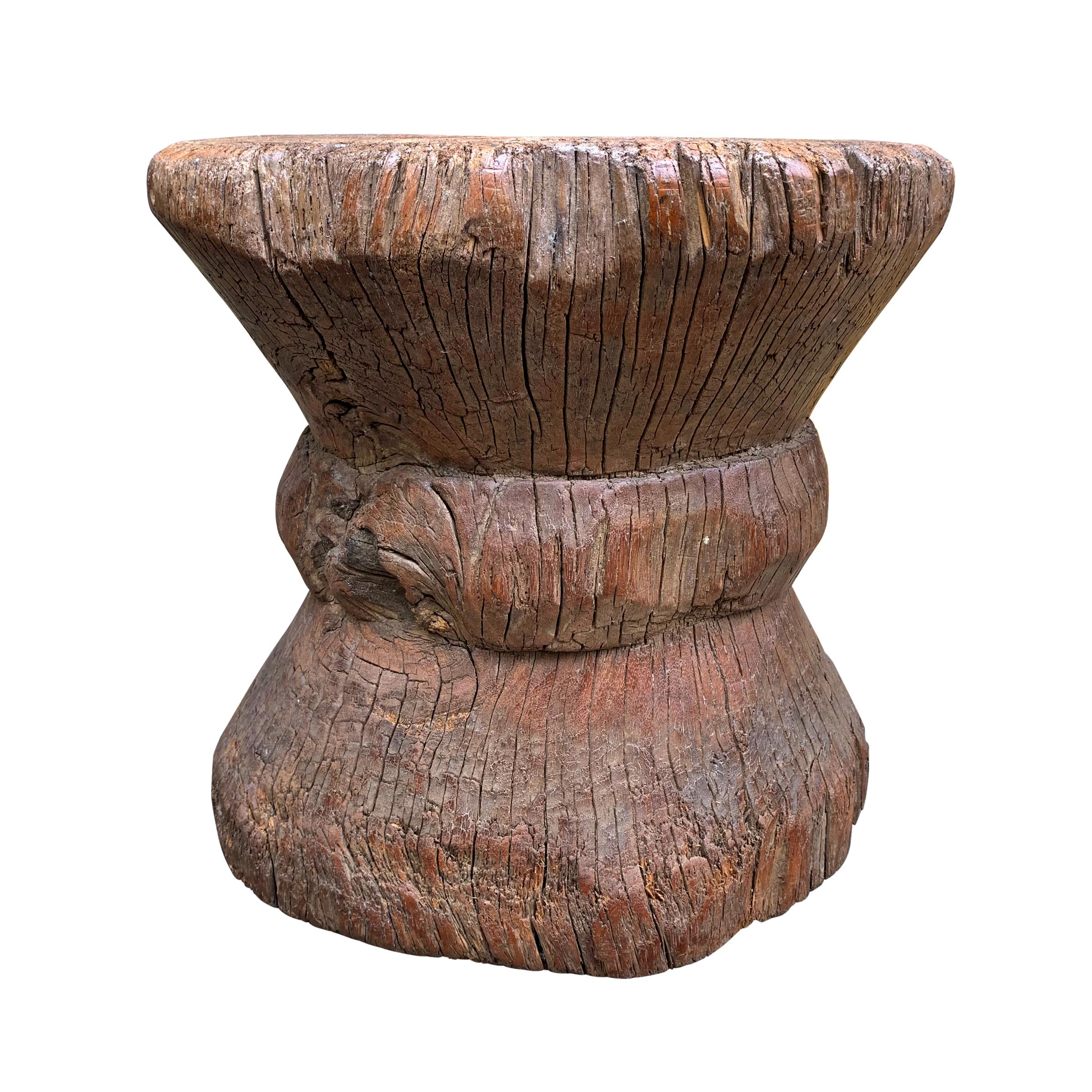 carved wooden stool