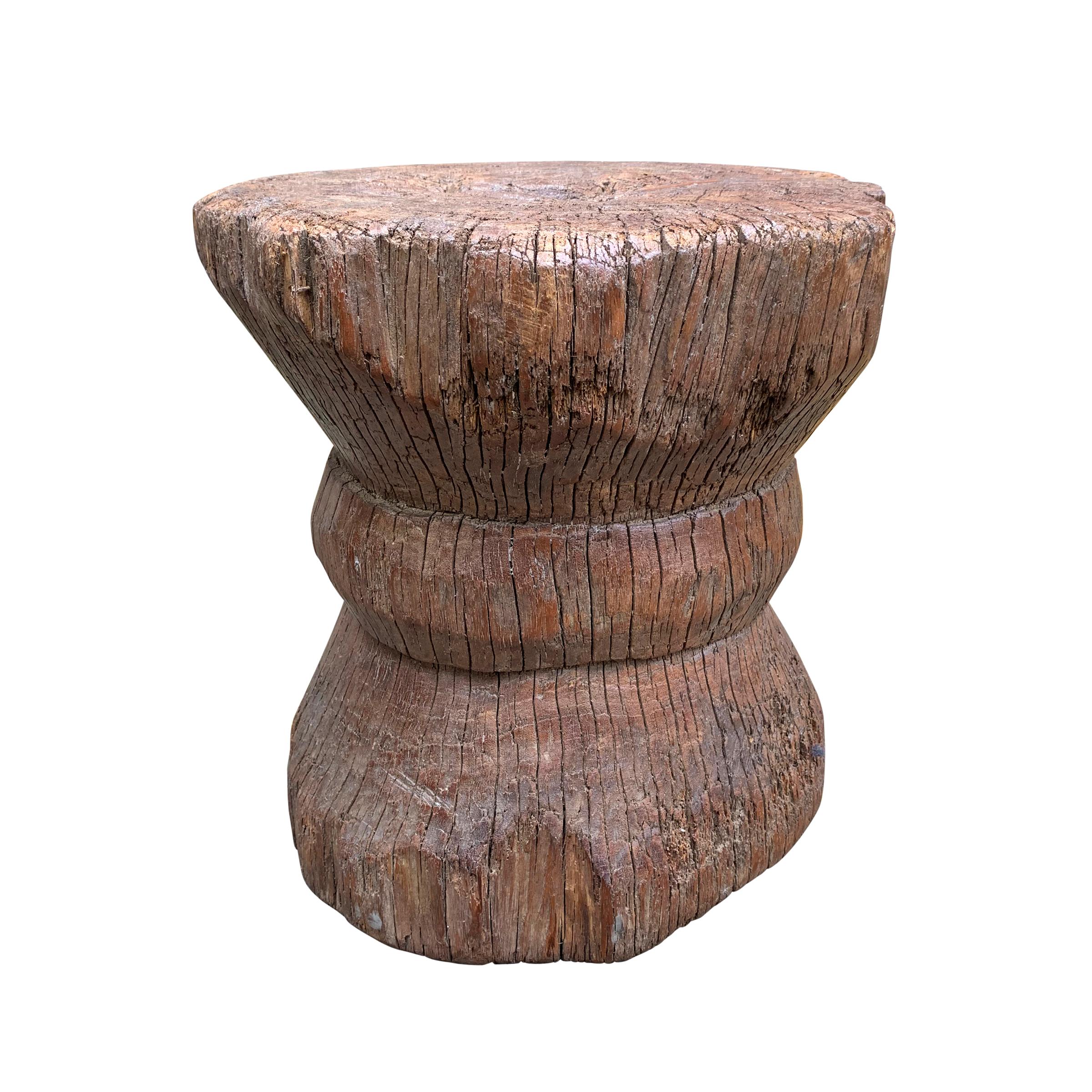 Hand-Carved Extraordinary Primitive Carved Wood Stool