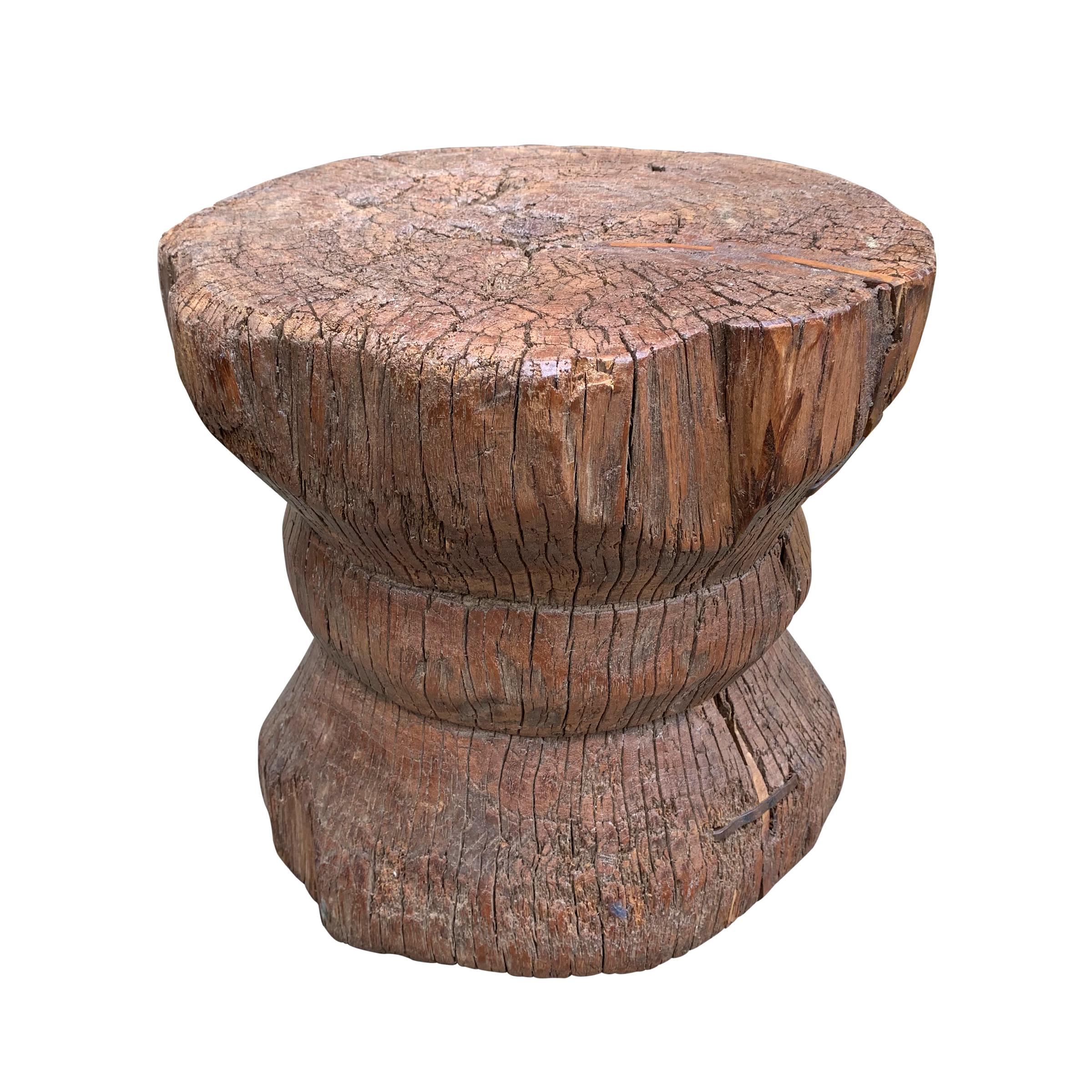 Extraordinary Primitive Carved Wood Stool 1