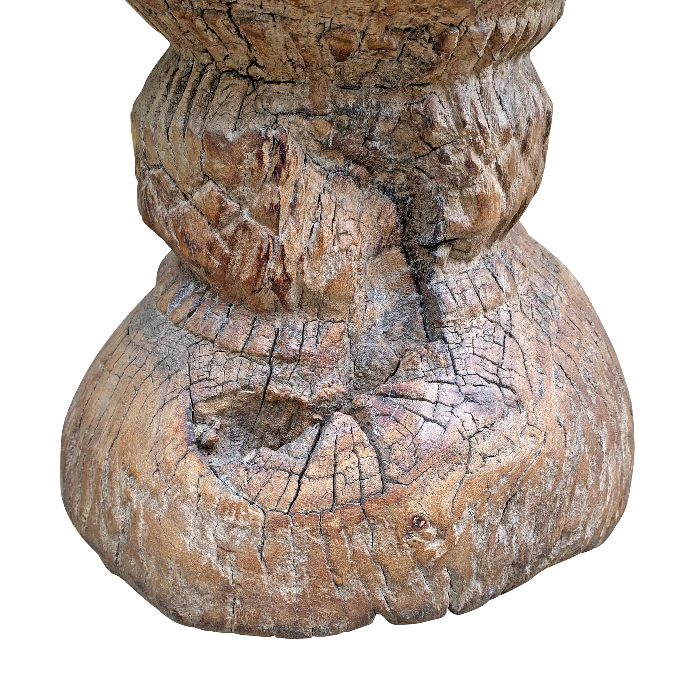 Extraordinary Primitive Carved Wood Stool 4