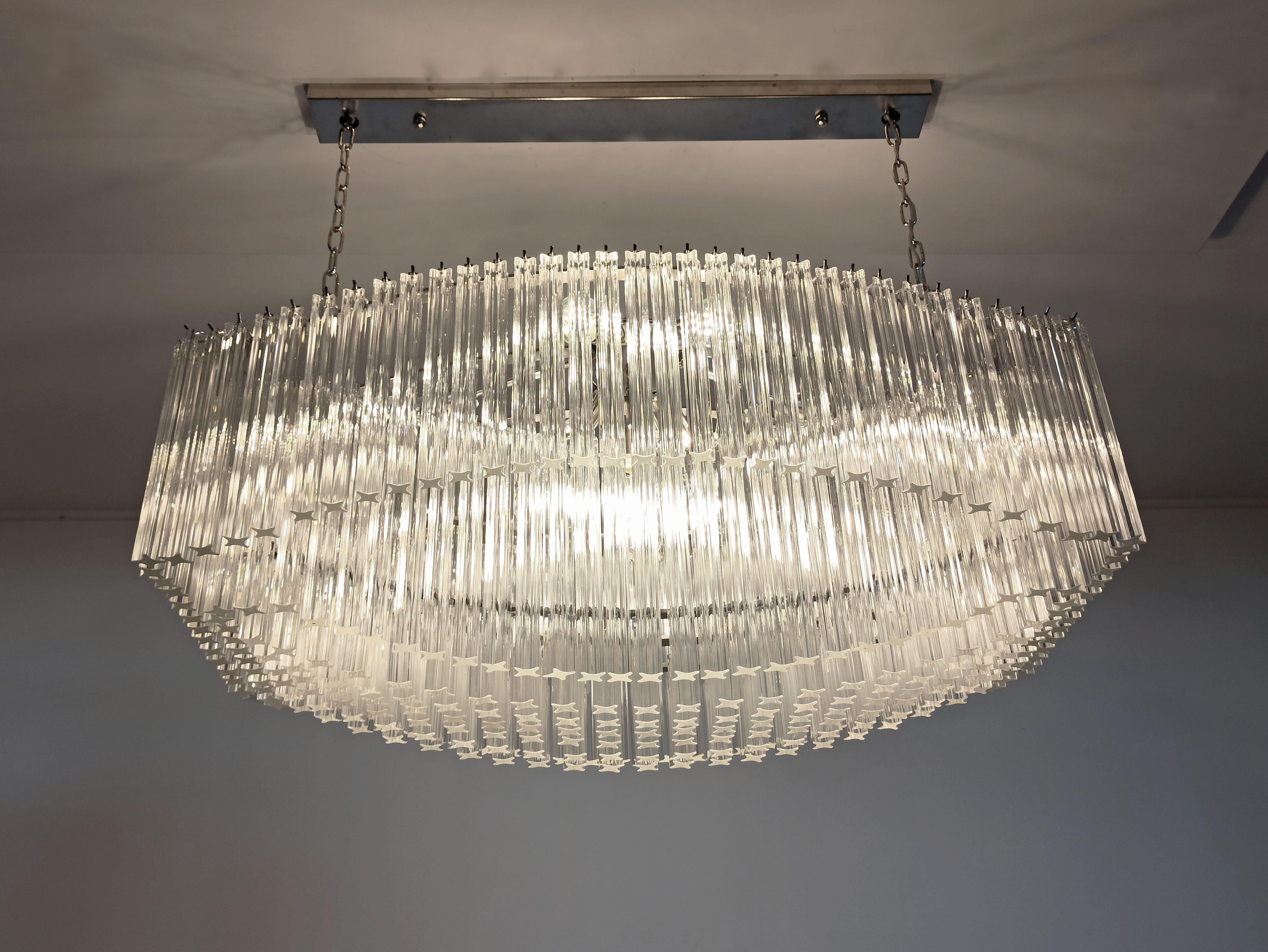 Extraordinary Quadriedri Murano Glass Chandelier, 292 Clear Prism Quadriedri For Sale 9