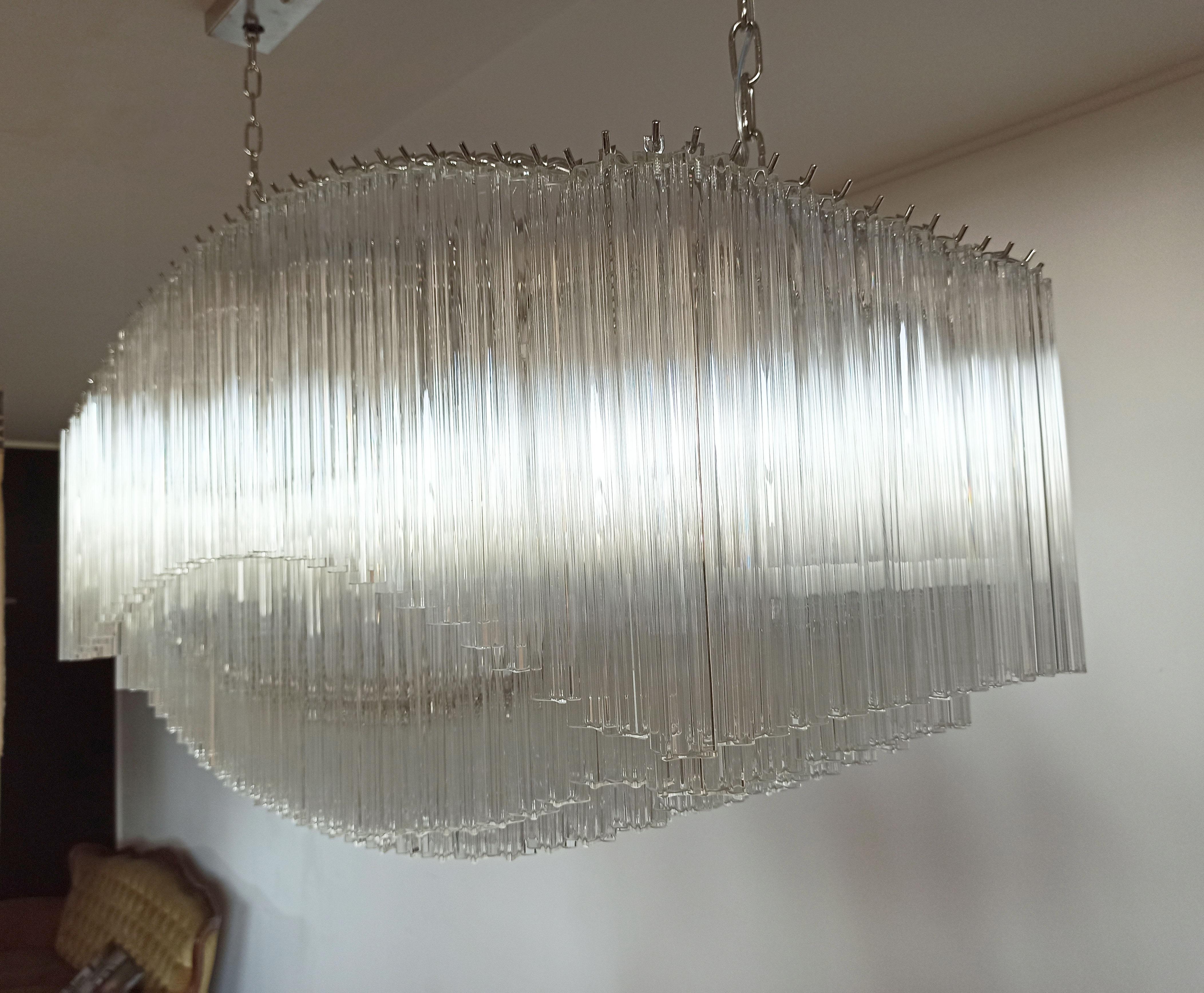 Mid-Century Modern Extraordinary Quadriedri Murano Glass Chandelier, 292 Clear Prism Quadriedri For Sale