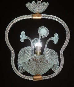 Extraordinary Rare Blue Barovier e Toso Light with Flowers, 1940s