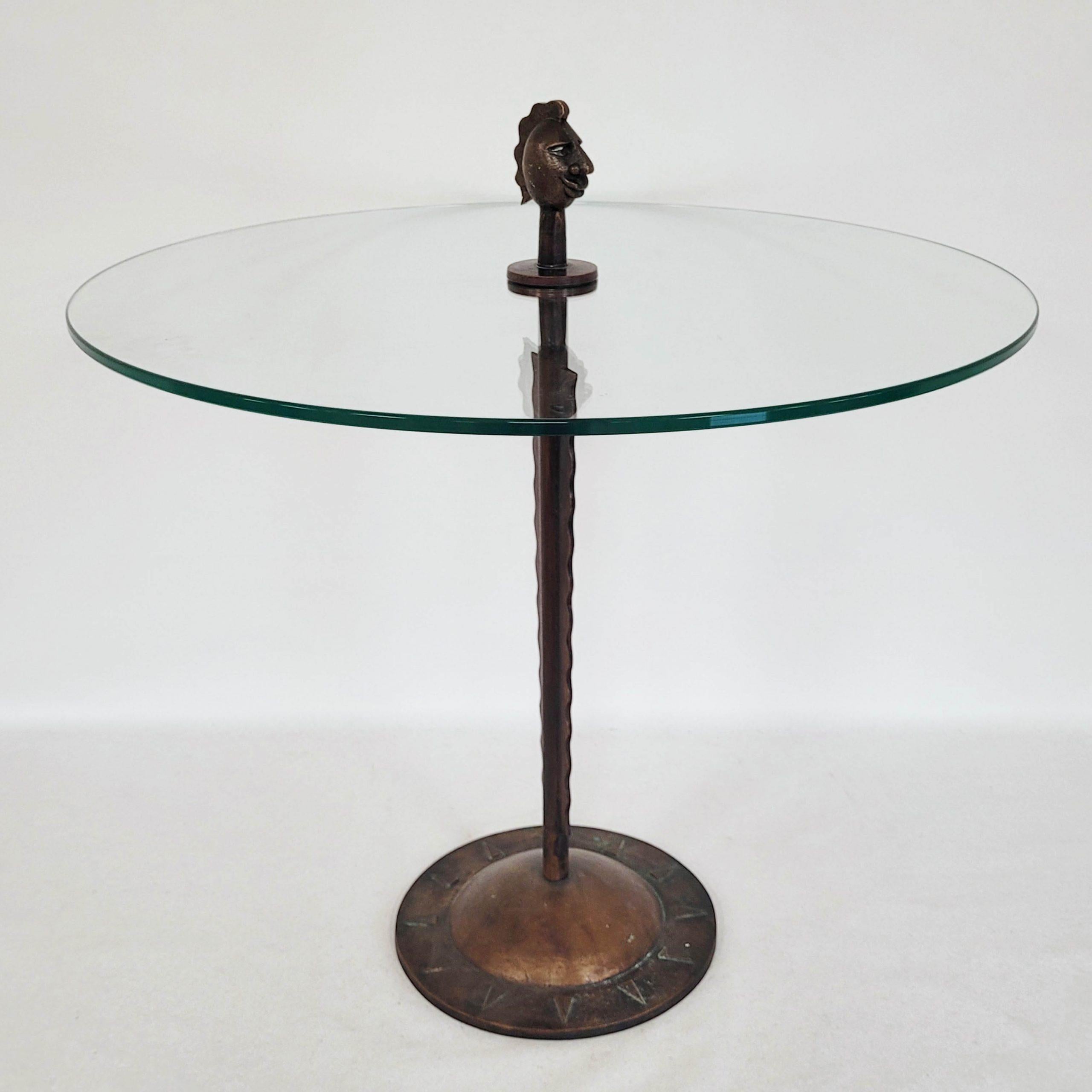 Mid-Century Modern Extraordinary rare Designer table. Italy, 1960s. Bronze.Glass. For Sale