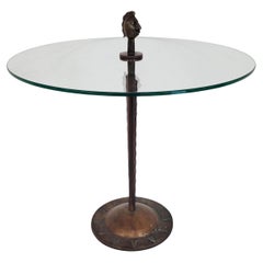 Retro Extraordinary rare Designer table. Italy, 1960s. Bronze.Glass.