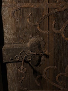 Extraordinary Rare Gothic Castle Door with Original Forged Ironwork, 15th C.