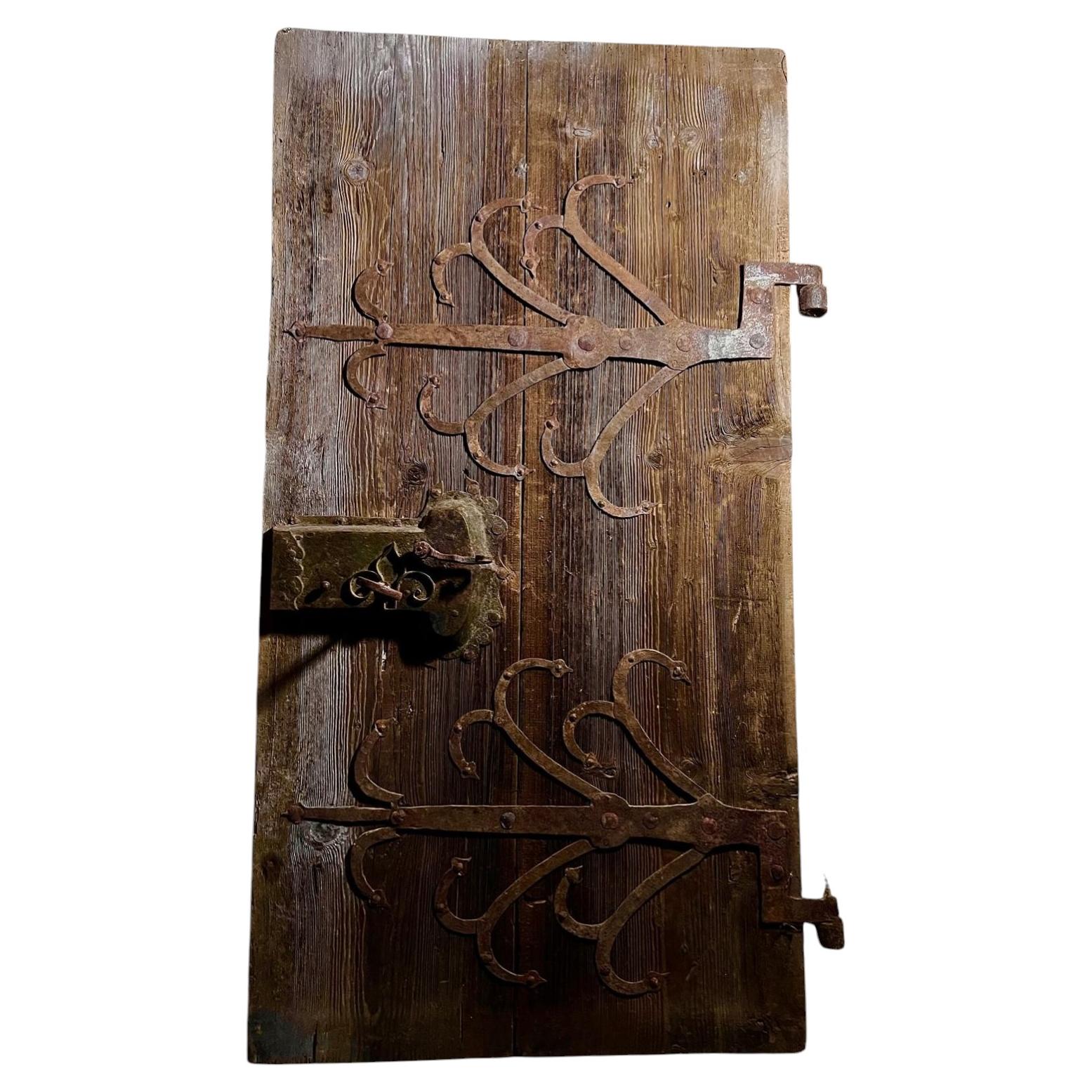 Extraordinary Rare Gothic Castle Door with Original Forged Ironwork, 15th C.