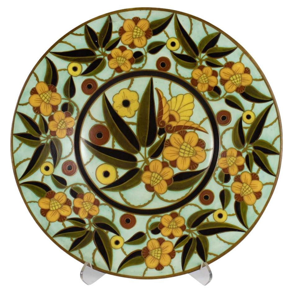 Extraordinary Rare Large (20") Charles Catteau (1880-1966) Art Deco Plate For Sale