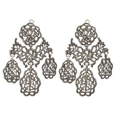 Extraordinary Rare Love Toke Armatory Pyrite Girandole Earrings c. 1750