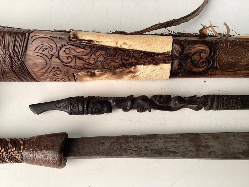 Hand-Carved Extraordinary Rare Mandau Sword Dayak Peoples of Borneo For Sale