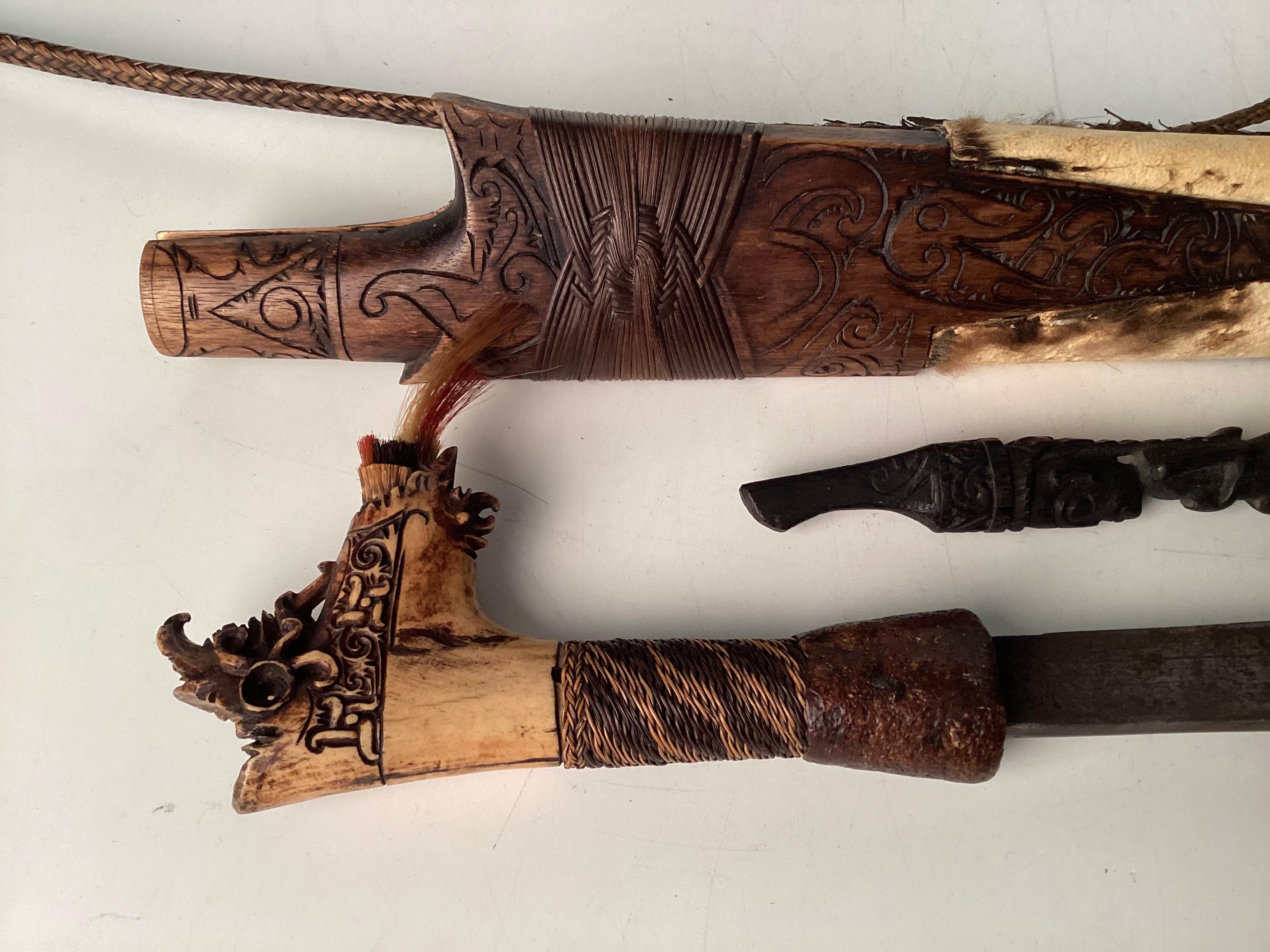 Extraordinary Rare Mandau Sword Dayak Peoples of Borneo In Good Condition For Sale In Bridgeport, CT
