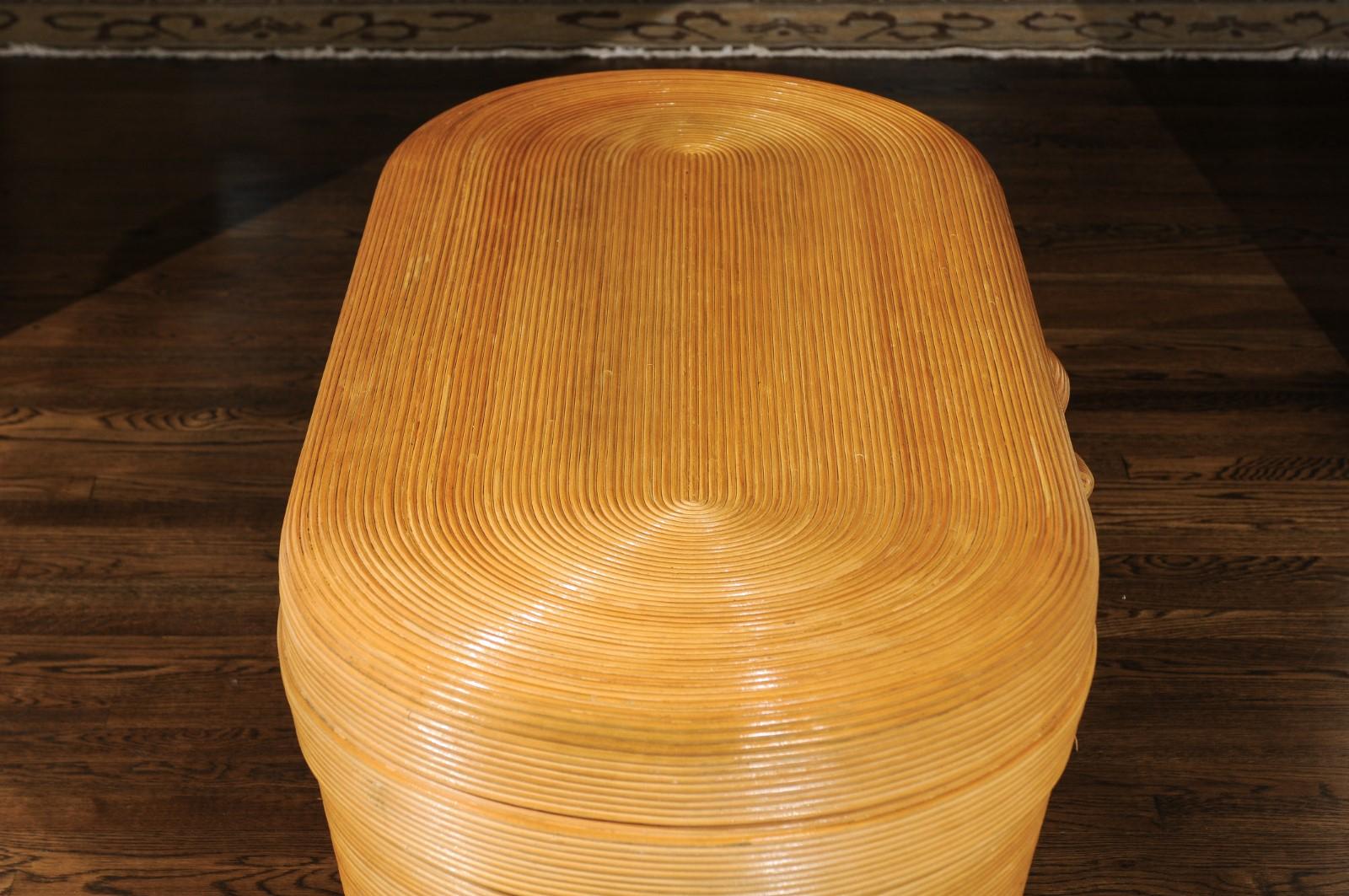 Extraordinary Rattan Trompe L'oiel Coffee Table or Bench by Betty Cobonpue 3