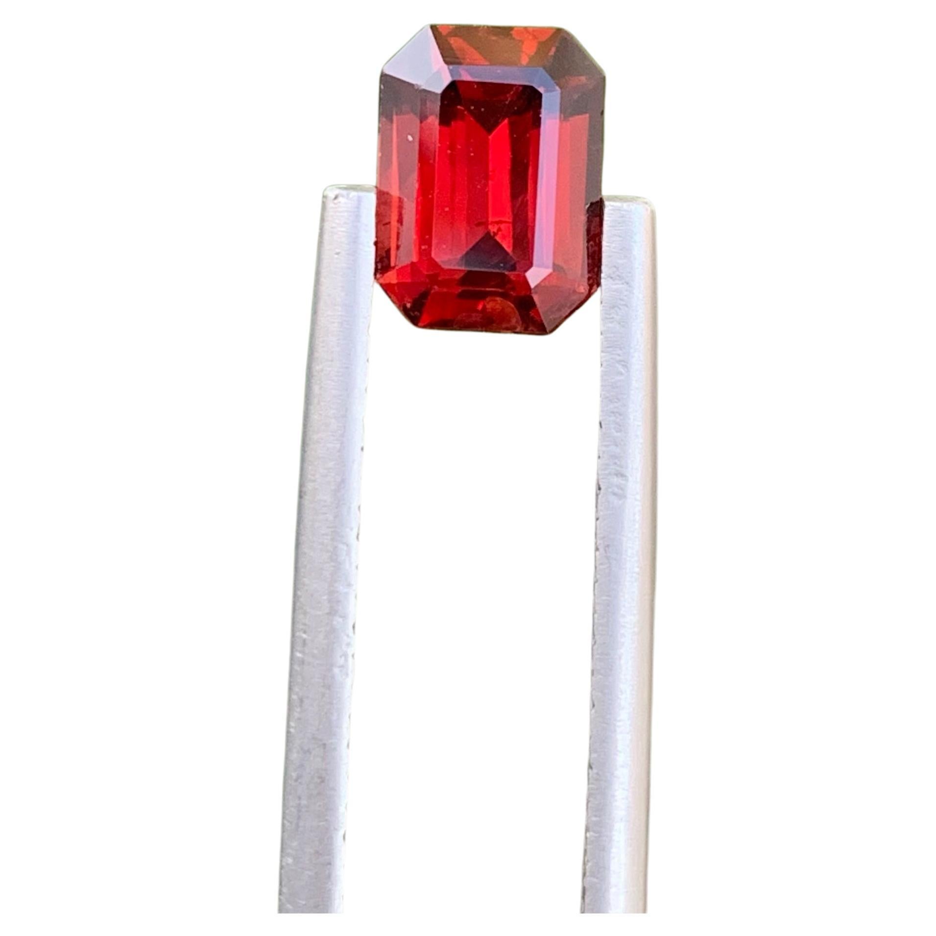 Extraordinary Red Rhodolite Garnet 1.80 carats Emerald Cut Madagascar's Gemstone For Sale
