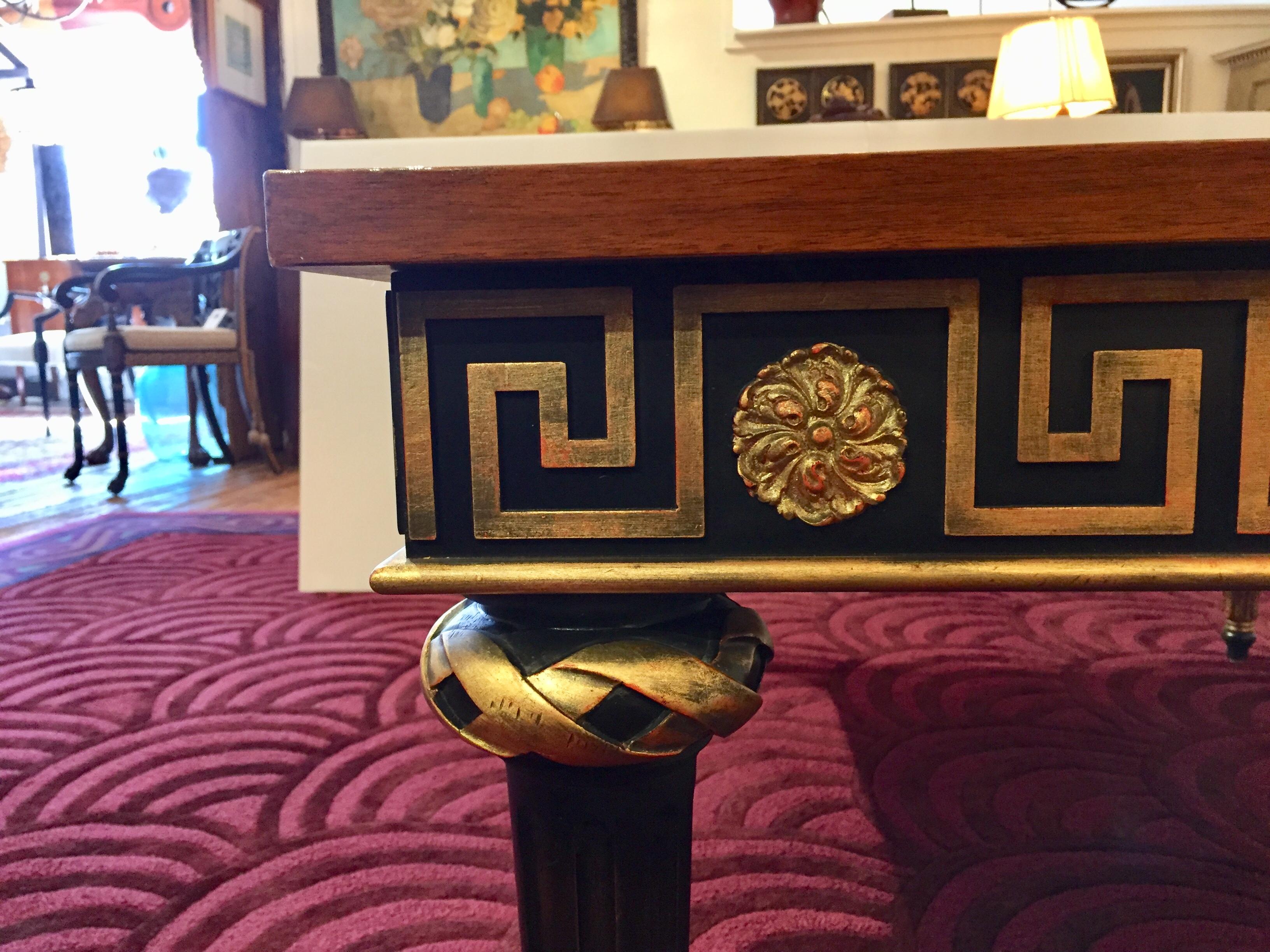 Late 20th Century Widdicomb Regency Mahogany Ebonized & Gilded Greek Key Coffee Table