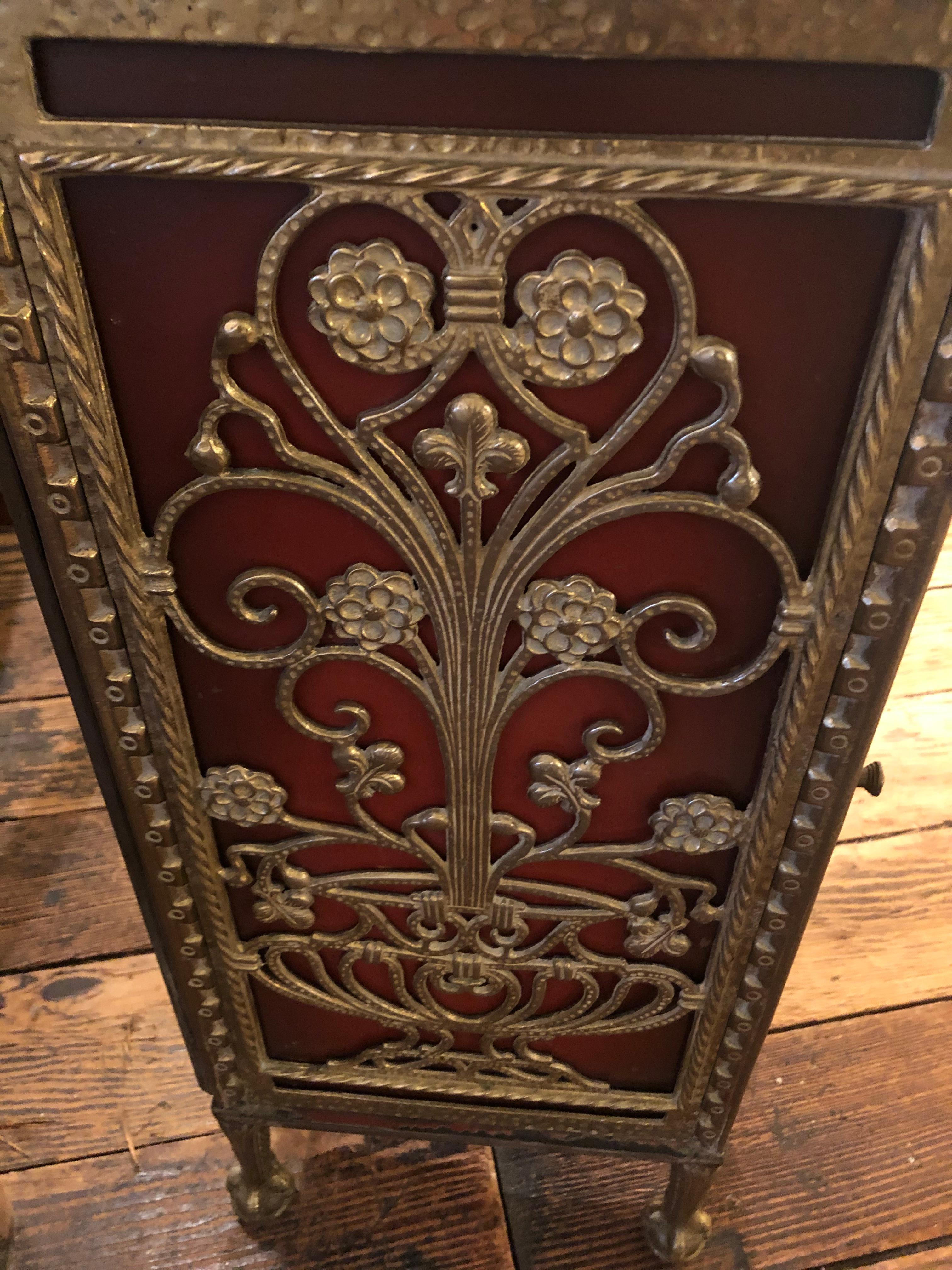 French Extraordinary Renaissance Style Iron and Onyx Hall Cabinet For Sale