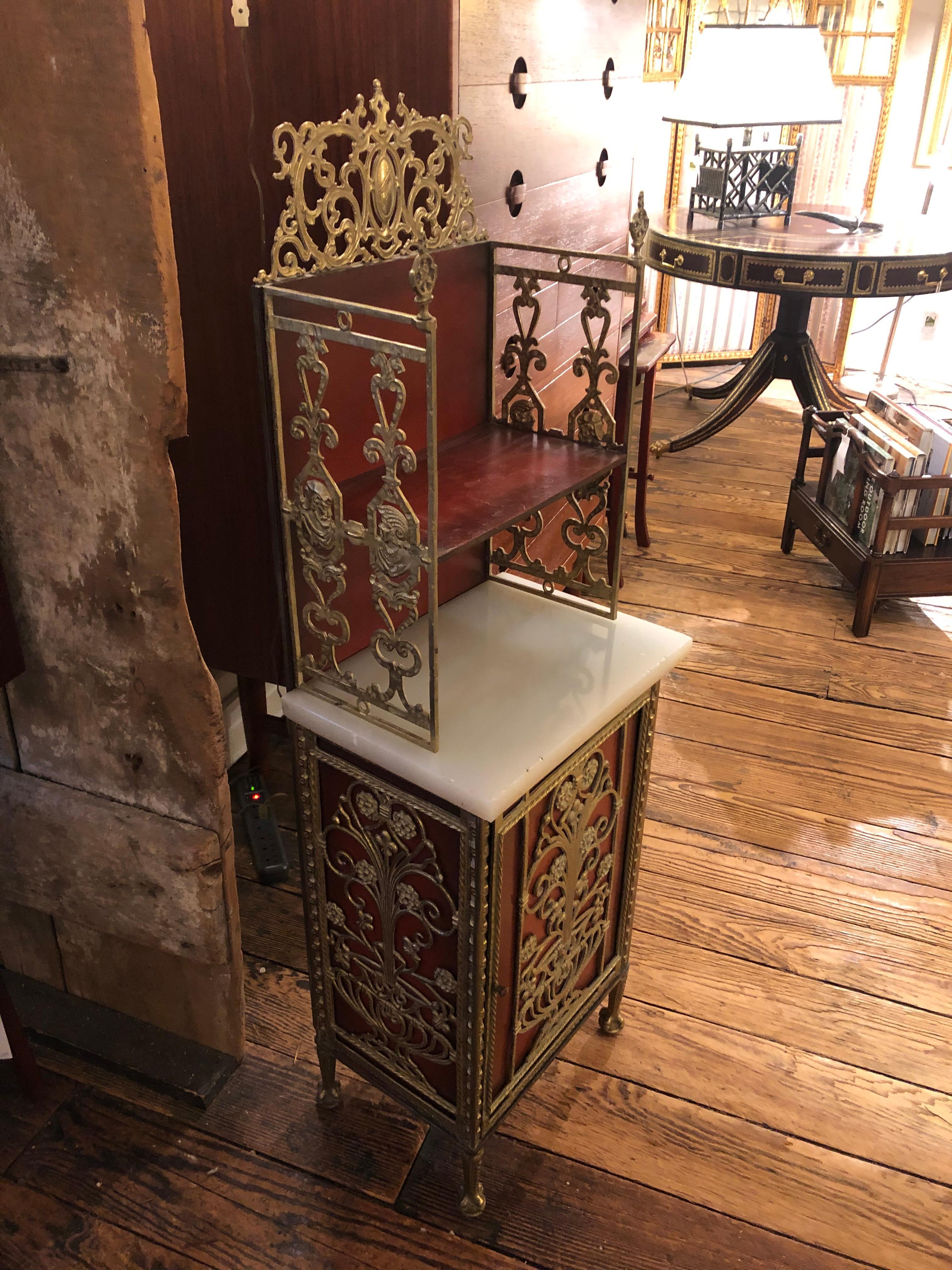 Extraordinary Renaissance Style Iron and Onyx Hall Cabinet For Sale 2