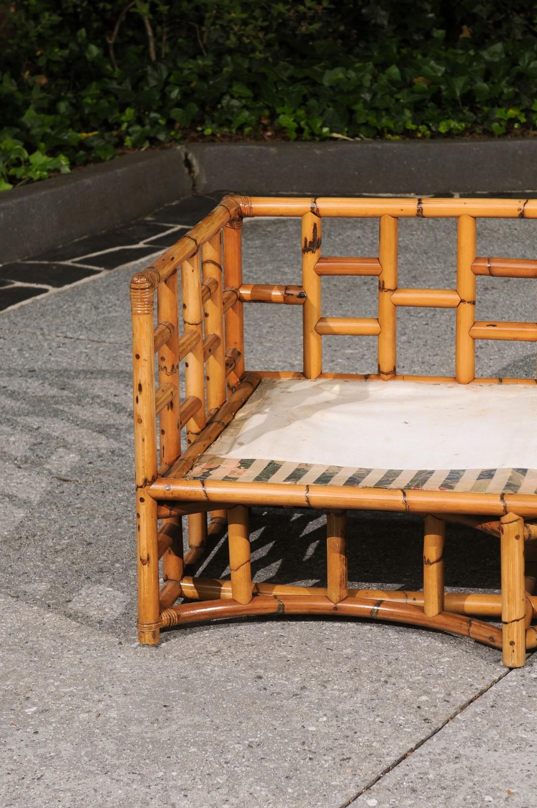 Mid-20th Century Extraordinary Restored 3-Piece Rattan Seating Set, Puerto Rico, Circa 1960