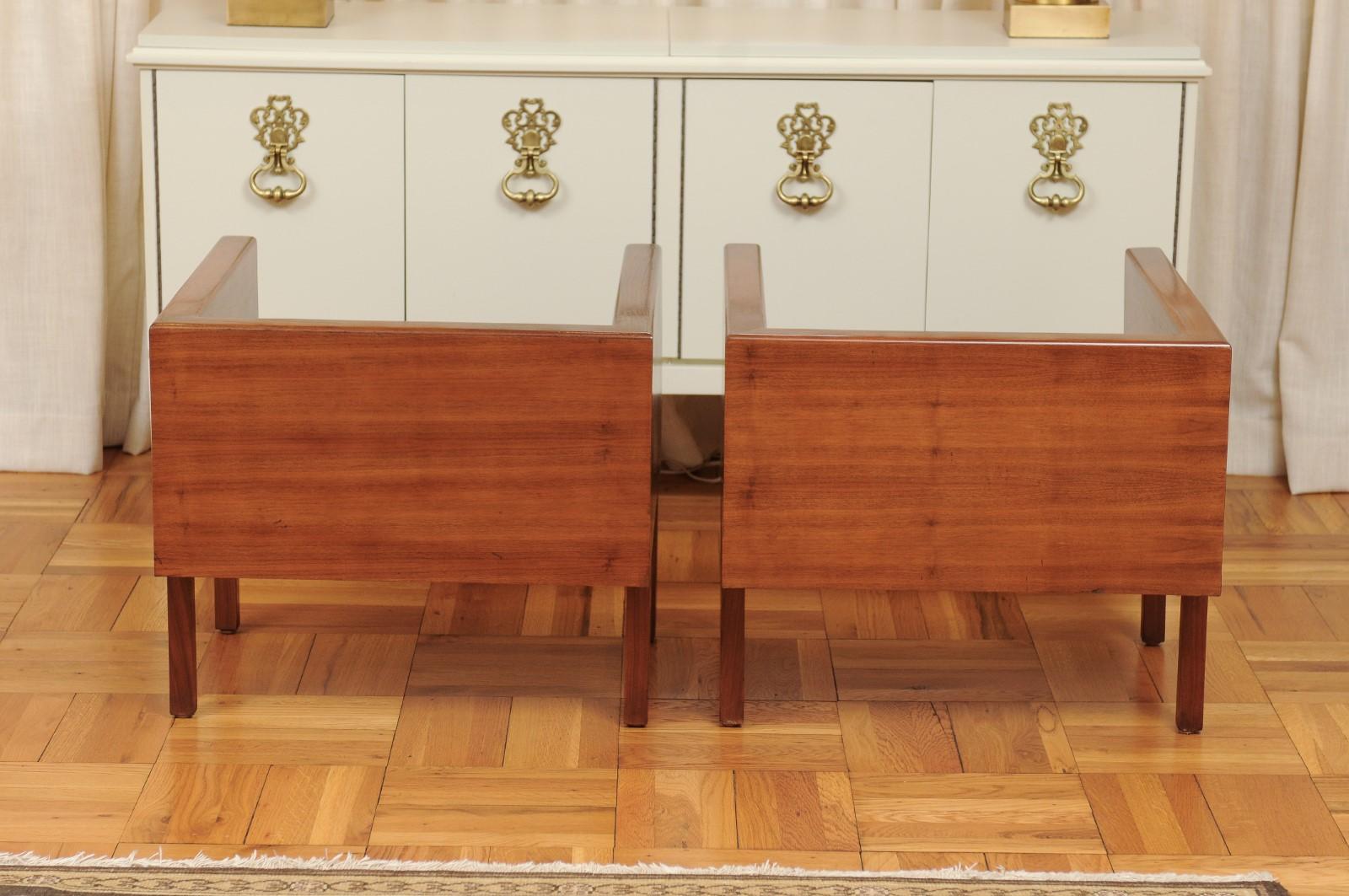 Außergewöhnliches Paar Loungesessel aus Nussbaumholz mit Würfel im Probber-Stil - 2 Paar im Angebot 4