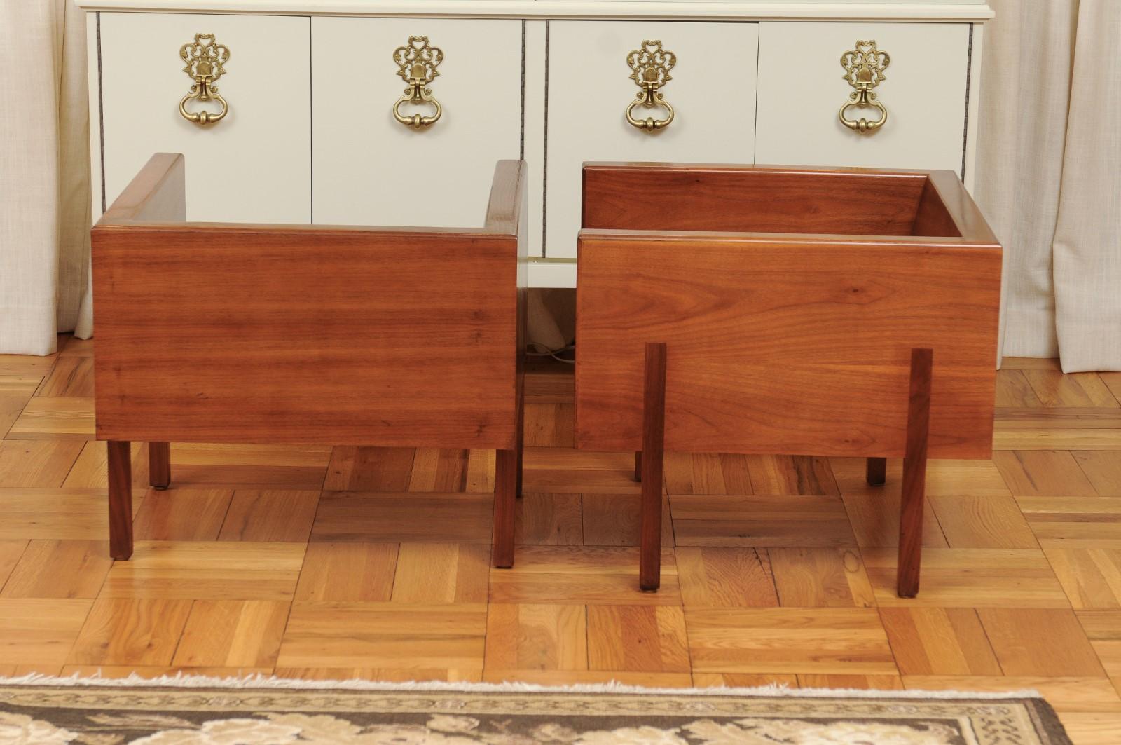 Außergewöhnliches Paar Loungesessel aus Nussbaumholz mit Würfel im Probber-Stil - 2 Paar im Angebot 5