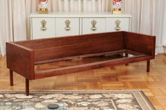 Extraordinary Restored Walnut Probber Style Tuxedo Sofa - Pair Available