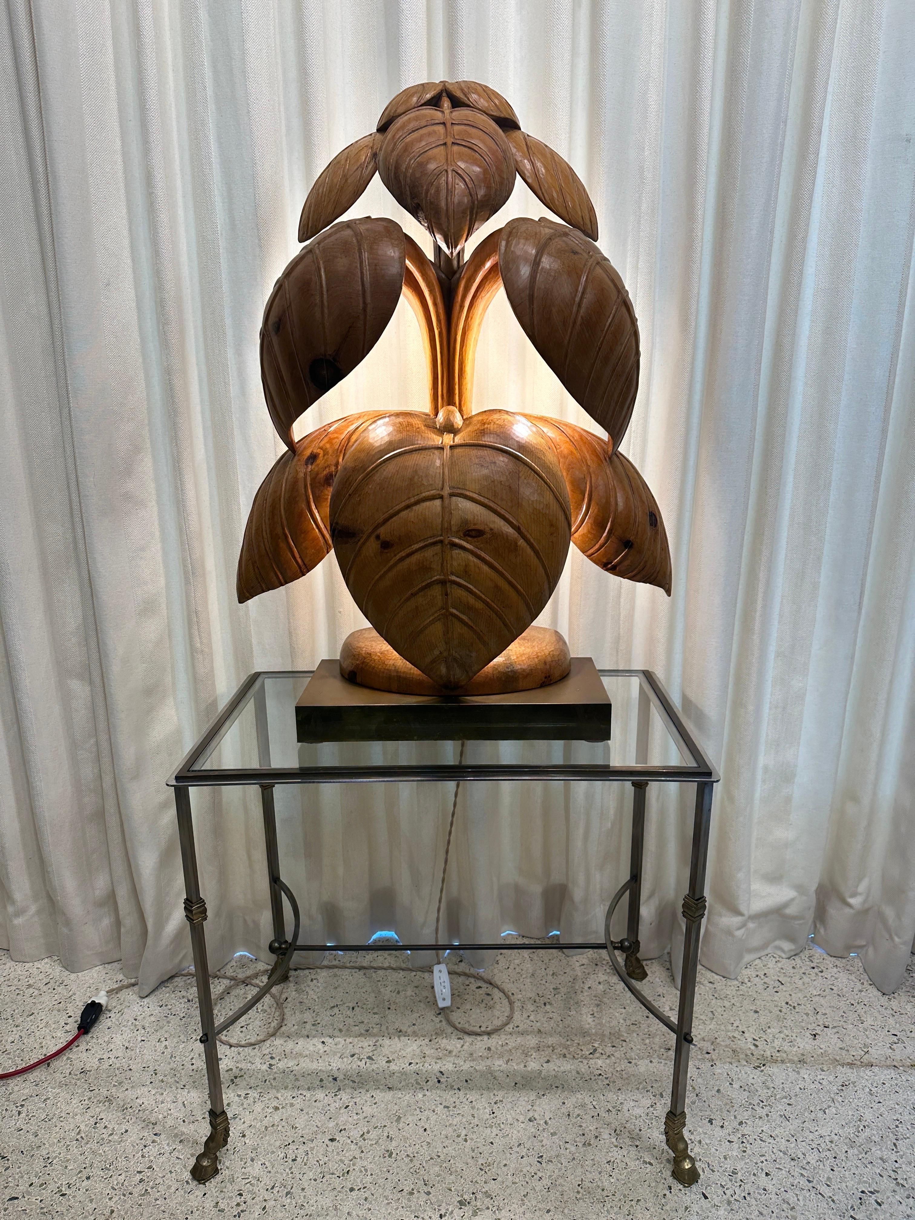 Extraordinary Rhubarb Leaf Sculpture Lamp by Bartolozzi & Maioli For Sale 5