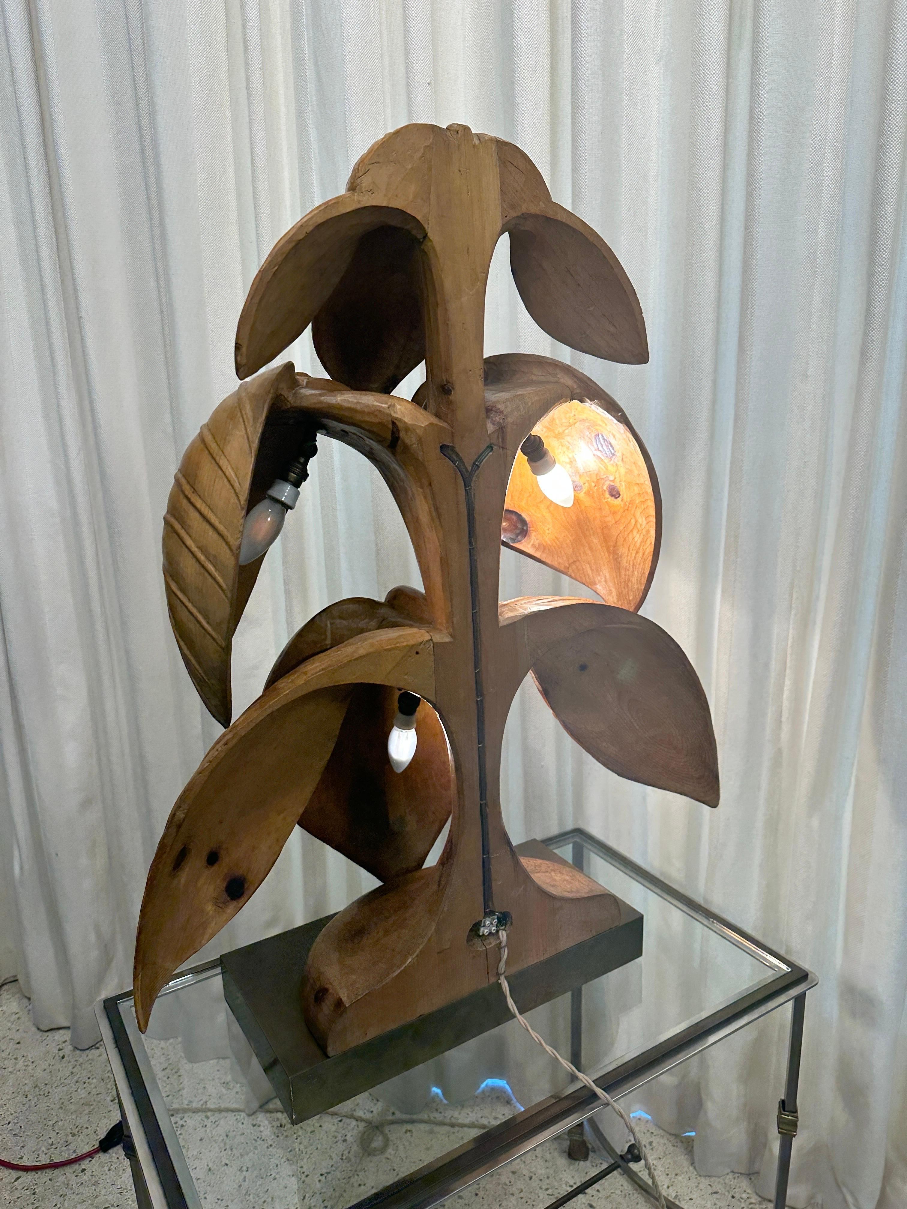 Extraordinary Rhubarb Leaf Sculpture Lamp by Bartolozzi & Maioli For Sale 11